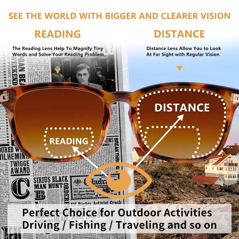 Sehnsucht Bifocal Reading Sunglasses for Men and Women,Retro Reading Glasses
