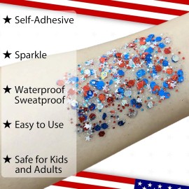 Mysense Red White Blue Body Glitter Gel 4th July Makeup USA