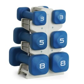 Tone Fitness 32 LB Neoprene Dumbbell Set with Storage Rack – Non-Slip, Anti-Roll Hand Weights for Home Gym Workouts - Blue