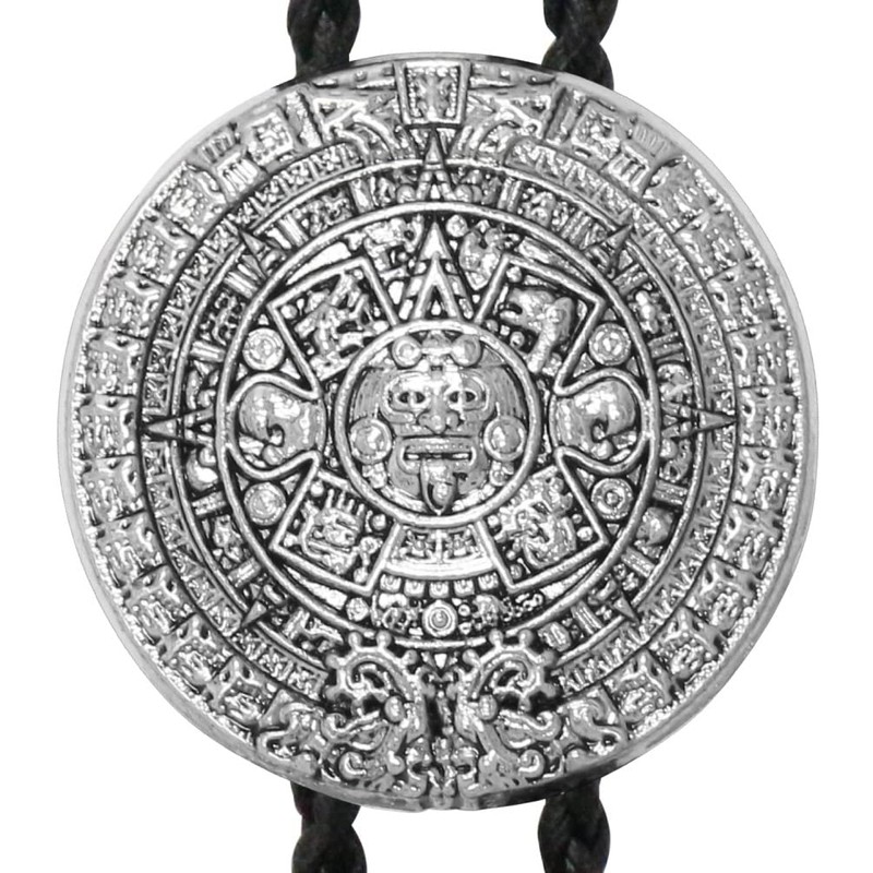 Bowties.jp prt0242 Mayan Calendar Silver Coin Loop Tie Necklace Polar