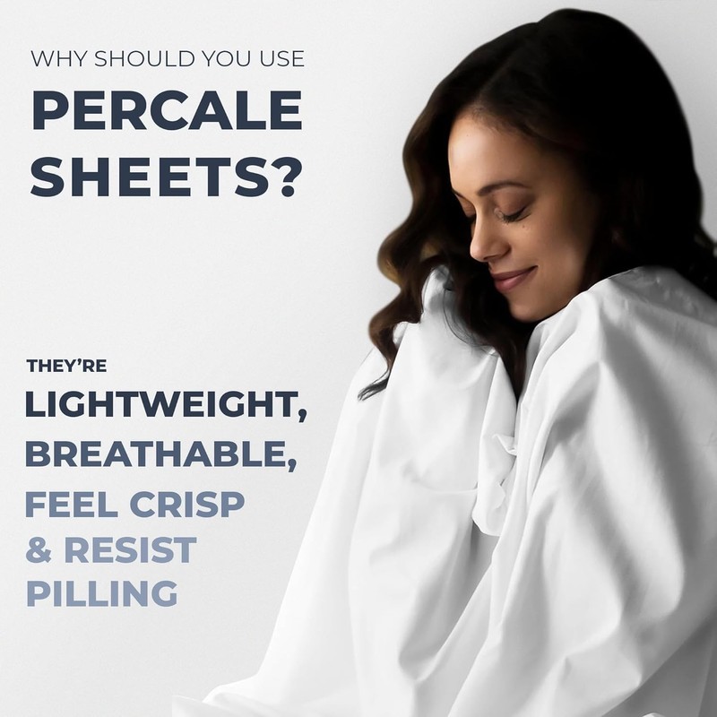 Sweave 100% Egyptian Cotton Percale Sheets Split King Size -