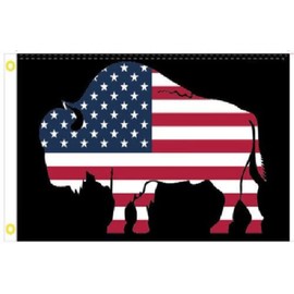 3X5 USA BISON BUFFALO BLACK TACTICAL FLAG BANNER 100D