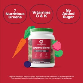 Amazing Grass Amazing Grass Greens Superfood Powder: Greens Powder with Digestive Enzymes & Probiotics, Organic Spirulina, Chlorella, and Beet Root Powder, Berry, 100 Servings