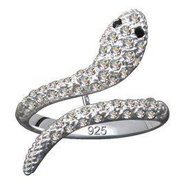 I Snake Finger Ring I Real Solid Silver 925 with Zirconia I Cobra Python I Stone Colour: Clear White Black I Modern Cool Trendy Hip I Buy Online Shop Jewellery I 59034 I, 925 sterling silver, zirconia