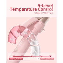 Curling Iron 1.25 Inch, Long Barrel 1 1/4 Inch Hair Curler, 43 Million Ionic Ceramic Curler with 5 Temp up to 430 Degrees, Auto Shut-Off, Dual Voltage