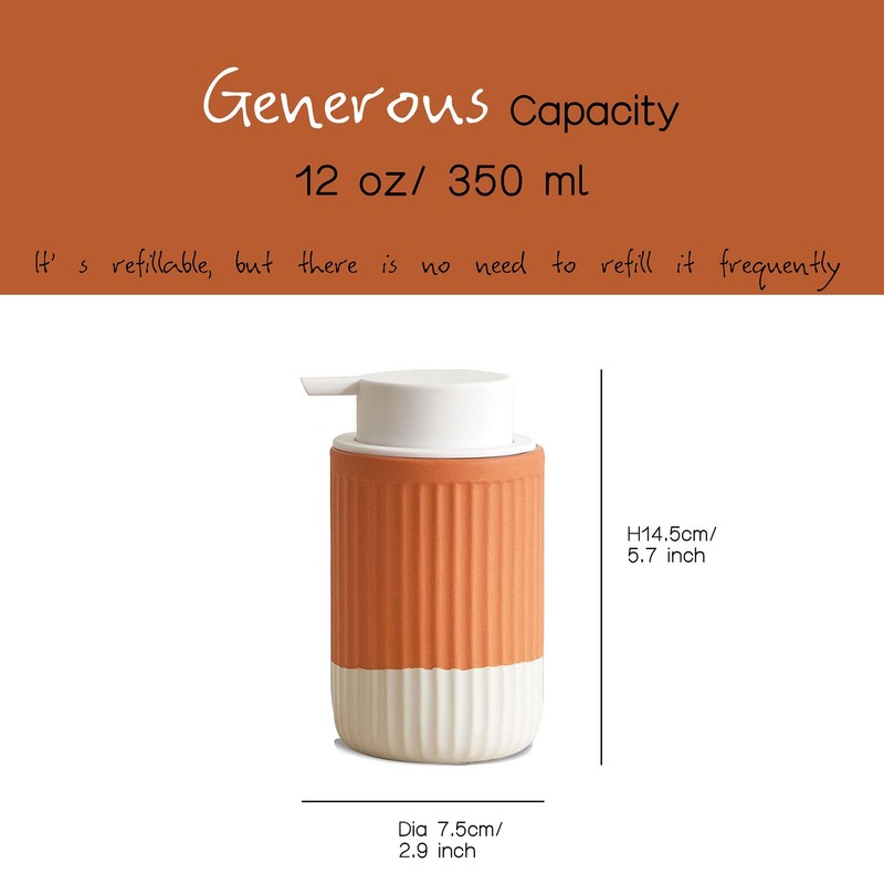 ABBI NIMO Ceramic Hand Soap Pump Foam Dispenser Terracotta, Natural