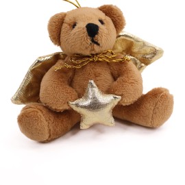 Plushland Stuffed Animal Toys Cute Soft Angel Bear Keychain-Key Ring Decoration- Lovely Gift Birthday Ornament Party Favor 4 Inch Supplies (Golden)