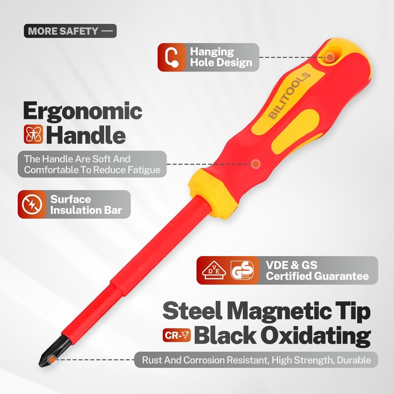 BILITOOLS Insulated Screwdriver Set, 9pcs 1000V Electrical Screwdriver Insulated VDE