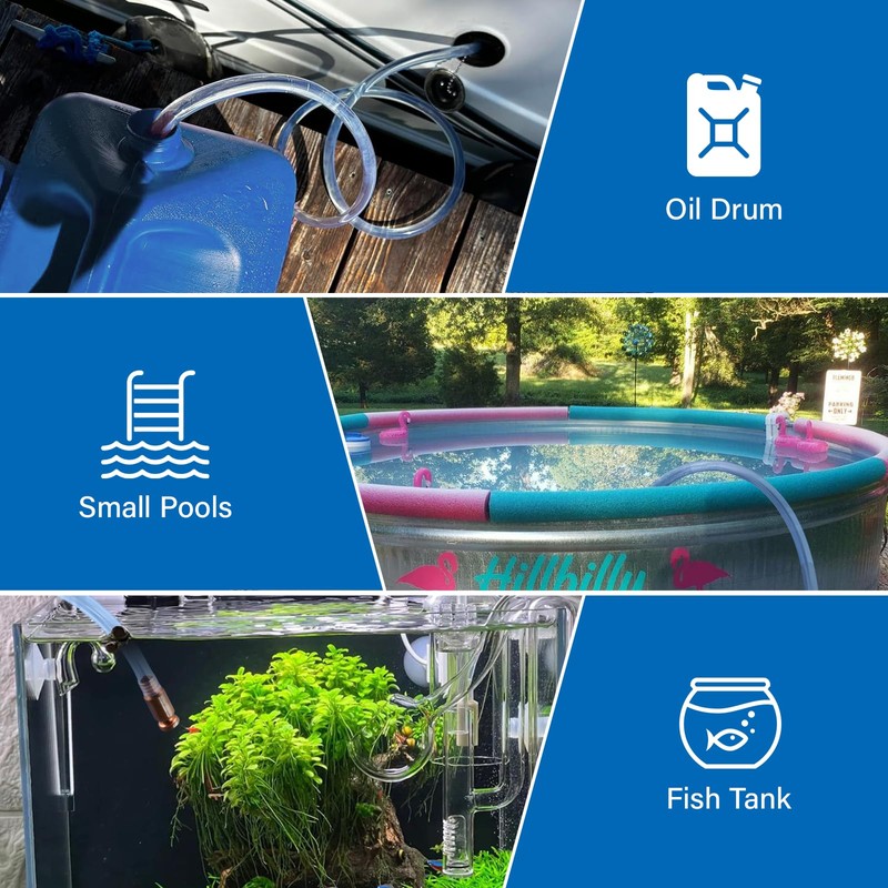 Solimeta Shaker Siphon Hose for Fuels/Gasoline/Diesel/Water Transfer, 10ft, 2 Pack