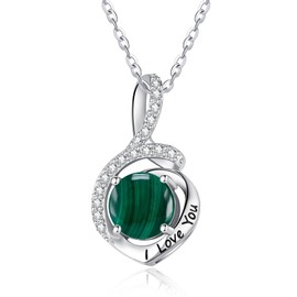 Zeuslia S925 Sterling Silver Necklace for Women Malachite Necklaces Gifts for Wife Girlfriend Wedding Anniversary Jewellery Love Gift for Her