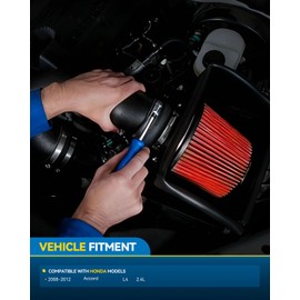 PHILTOP 3" Cold Air Intake Kit System Compatible with Honda Accord 2008 2009 2010 2011 2012 2.4L L4, High Performance, Red