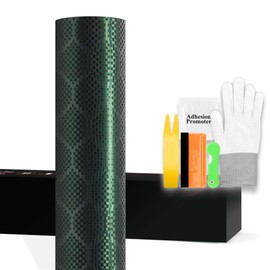 36"x60" (3FTx5FT) PET Honeycomb Carbon Fiber Satin Venom Green Vinyl Wrap Auto Car Sticker Decal Film Sheet Like Paint Bubble Free Air Release Technology with Tool Kit