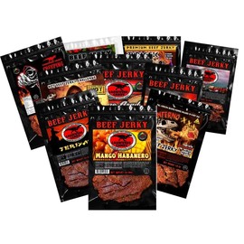 Jurassic Jerky Variety Pack – Delicious Gourmet Beef Jerky Sampler snack pack | Spicy, Sweet, & Savory Jerky | High Protein, Low Carb, Keto & Gluten-Free Snacks | Gift for men