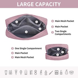 MAGEFY Bolsa de Maquillaje Pequeña de Pana Cosmetiquera para Mujer Bolsa de Cosméticos de Viaje Bolsas Esenciales con Compartimentos