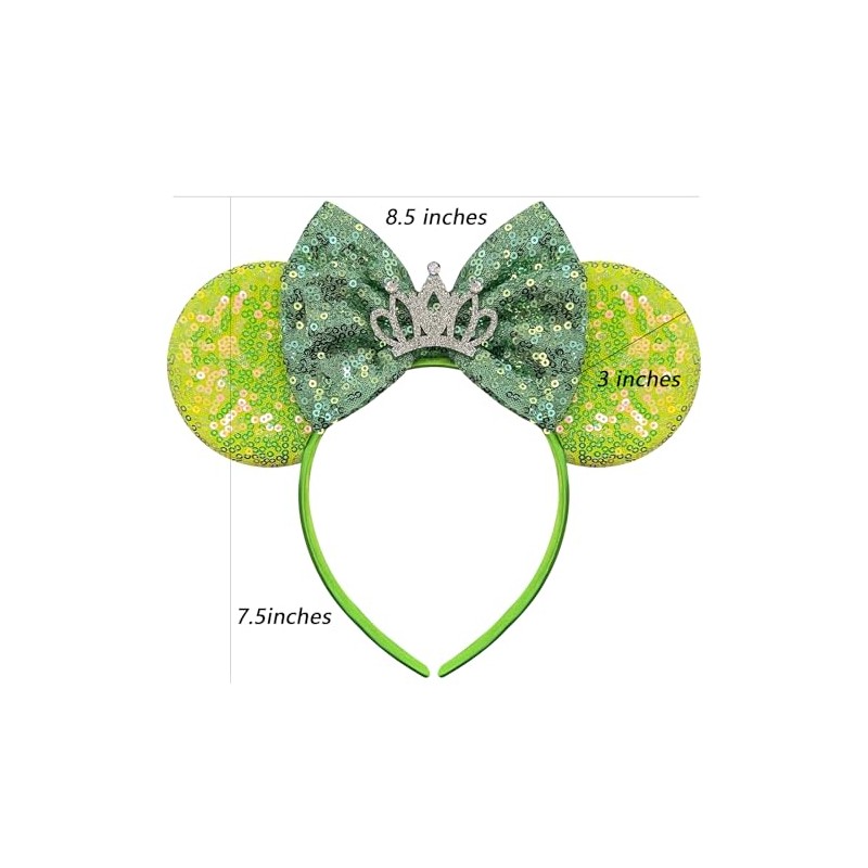Bolonar Sequin Crown Headband with Princess Ears Bows for Women
