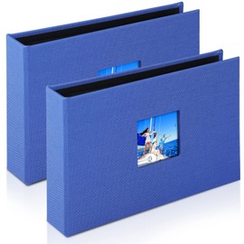 NESCL Small Photo Album 4x6 Photos, Acid Free Photo Book Horizontal 56 Pockets, Portable Wallet 4x6 Mini Pictures Albums for Cute Baby Family Kids(Blue/2 Pack)