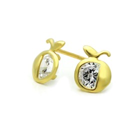 14K Yellow Gold Apple Screwback Stud Earrings