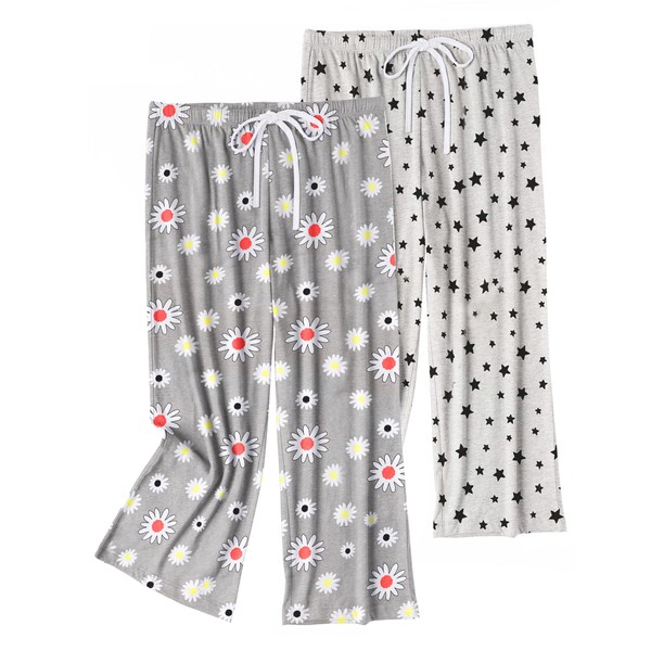 ENJOYNIGHT Women's Capri Pajama Pants Lounge Causal Bottoms Print Sleep