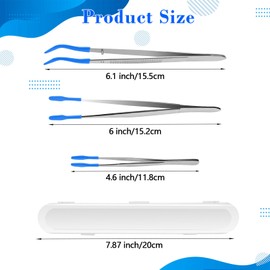 3PCS Rubber Tip Tweezers, AngleKai Non-Marring Silicone Flat Tweezers Rubber Bent Tip Jewelry Coin Stamp (Blue)