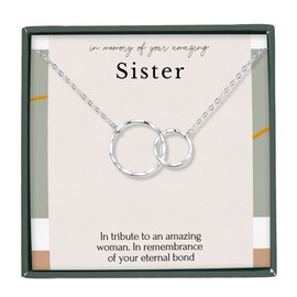HOPE LOVE SHINE Sympathy Gift for Loss of Sister - Remembrance, Bereavement, Memorial Necklace, Jewelry 16+2", Sterling Silver, 2 Interlocking Rings