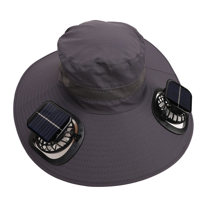 Solar Fan Hat Large Brim Quick Dry Breathable 3 Speeds