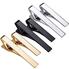 YTBUBOR Tie Clips for Men 6 Pieces Square Edge Tie Clips Tie Clips Tie Clips Long Short Silver/Gold, copper