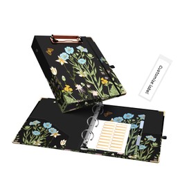 Ospelelf Mini Binder 3 Ring 1 Inch, Floral Round Ring Clipboard Binder with 5 Tab Dividers, File Folder Labels, for School and Office Supplies