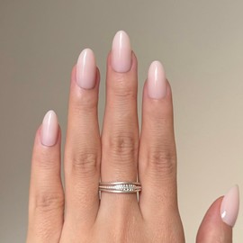 Fomkrio Solid Light Pink Short Press On Nails Almond Acrylic Daily Minimalism Spring Summer Fake False Nails for Women Girls, 15 Sizes - 30Pcs Manicure Nail Kit