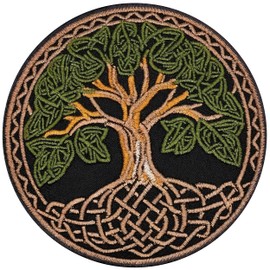 Celtic Tree of Life Iron On Patch 3.5" | 1-Pack Embroidered Sew On Patches for Clothing, Jeans, Jackets, Backpacks, Hoodies - Family Tree Applique - Embroidery Patch for Tote Bags, Dresses