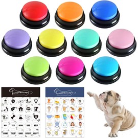 RIBOSY Dog Buttons for Communication, 10 Pcs Dog Speech Training Buzzers with 50 Training Stickers, Train Your Dog to Voice What They Want