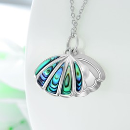 Shell Necklace 925 Sterling Silver Summer Shell Pearl Abalone Pendant Jewellery Gifts for Women Girls Beach Lovers, Sterling Silver, No Gemstone