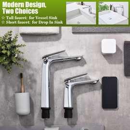 TOCALOCA Bathroom Sink Faucet Chrome Single Handle 1 Hole Vanity Sink Faucet Cold and Hot Water Mixer Tap, Single Lever Lavatory Faucet