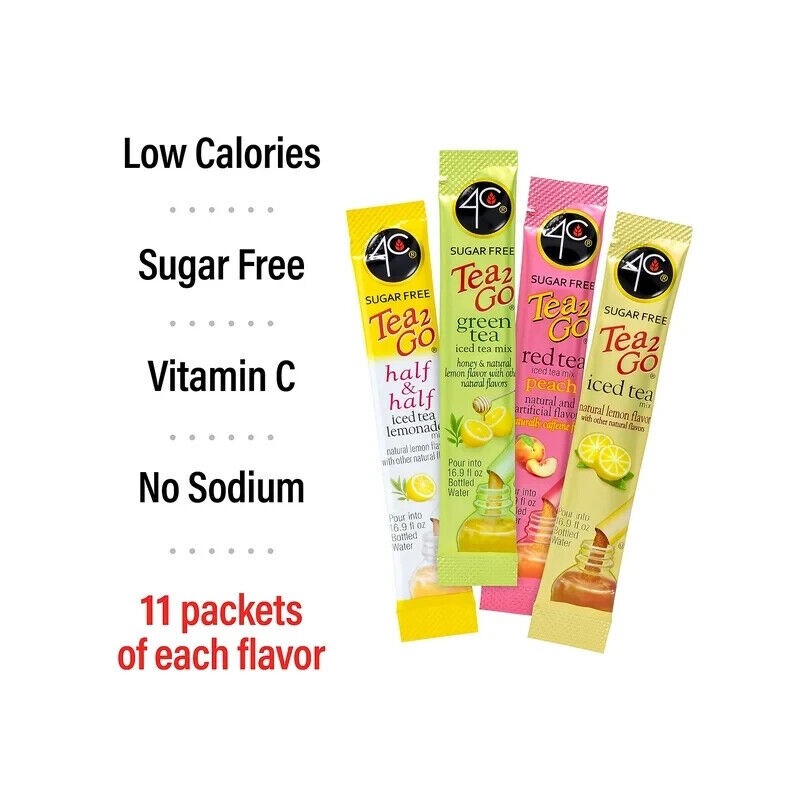 4C Iced Tea Mix Variety Pack Sugar-Free Green, Red, Lemon
