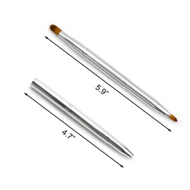 Quacc Double-ended Lip Makeup Brush, Retractable Lip Brush for Lipstick, Lip Gloss, Eyeshadow (Silver)