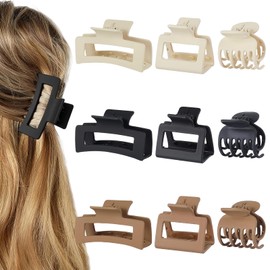 Aucuu Medium Claw Hair Clips Set, 3 Styles Claw Clips, 4“ Large Hair Claw Clips+2” Medium Small Hair Claw Clip, Rectangle Claw Clip, Square H-air Clip for Thick & Fine H-air, Gift for Women Girl