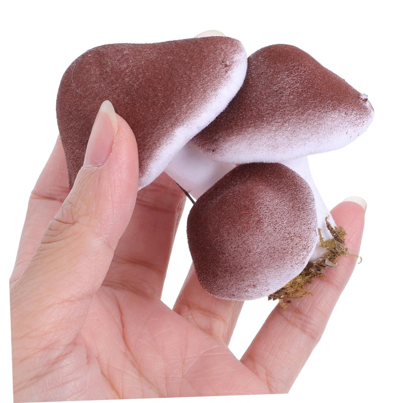 ORFOFE Unique 3-Headed Mushrooms 6pcs Foam Mushroom Figurines Natural Garden