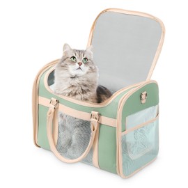 Kitten Carrier,Foldable Waterproof Premium PU Leather Purse for cat and Dog,Durable Scratch Proof, Portable Bag Carrier for Kitten and Dog,pet Soft Ca