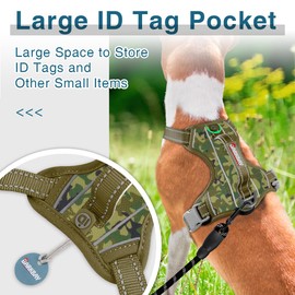 BARKBAY Dog Harness No Pull with ID Tag Pocket - Heavy Duty, Reflective, Easy Control for Large Dogs (Camo,S)