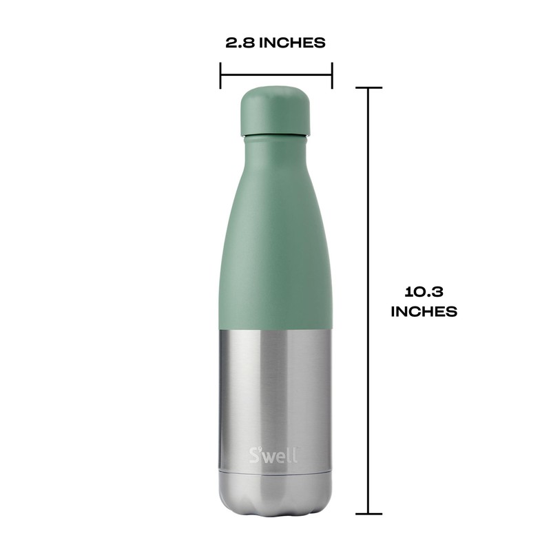 S'well Stainless Steel Water Bottle, 17oz, Matcha Silver Lining, Triple
