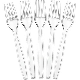 Pack of 50 Heavy Duty Clear Plastic Forks, Reusable and Washable Forks,Clear Reusable Forks Perfect for Picnics, Parties, Tableware and Dinnerware,Reusable Forks
