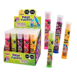 Polvi Fingers 30 piezas, Caramelo Macizo con Polvo Acidulado, Sabores Frutales, 180g. Las delicias