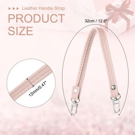 PATIKIL Leather Purse Handle Strap, 13 Inch Leather Purse Strap Replacement DIY Women Clutch Bag Handbag Top Handle Strap Repair Accessories, Light Pink