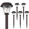 DERAYSION Solar Lights Outdoor 6 Pack, Stainless Steel Glass Solar