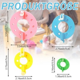 Crrynuo 8 Piece PomPom Maker Set, 4 Sizes Fluff Ball Weaver Needle Wool Knitting Plastic Craft Tool Set DIY Pompoms Craft Doll Making Kits for DIY Needle Crafts Decoration