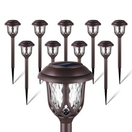 EXCMARK 10 Pack Solar Lights Outdoor Decorative Garden Yard Lights for Pathway Walkway Sidewalk Driveway. (Brown, Warm White)