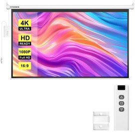 VIVOHOME Motorized Projector Screen with Remote, 16:9 100 Inch Auto Electric Projection Screen, HD 4K Movie Screen for Home Theater, Cinema, Office (87 x 49 White)