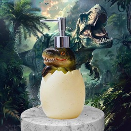 560ml Dispenser Bottles with Dispenser Funny Dinosaur Rex, Empty Refillable Bottles Ideal for Children, Liquid Soap Shampoo Lotions to Use Both in the Bathroom and Kitchen
