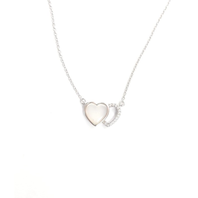 Avnis Collar con forma de corazón de piedras lunares, plata