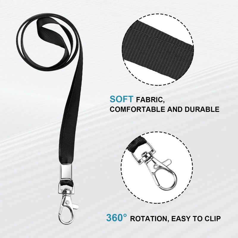 3 Pack Clear ID Badge Holder with Lanyard Black Neck