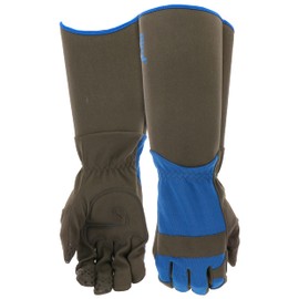 MUD Gauntlet Men's Synthetic Leather Palm with Extended Safety Cuff Garden Gloves, Silicone Fingertips, Padded Palm, Abrasion Resistant, Blue, Medium/Large (MD53011BB-ML)